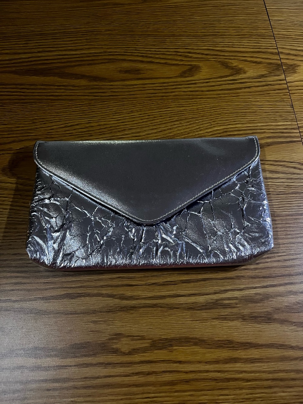 Metallic Silver Envelope Clutch - Women's Evening Bag